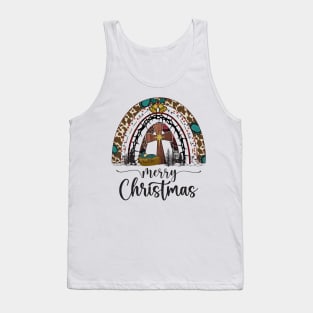 Merry Christmas Nativity Scene Rainbow Tank Top